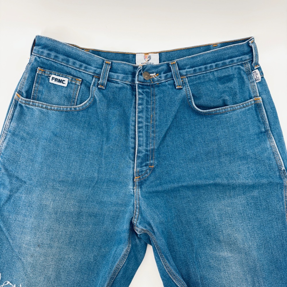 Tyndale FRMC Mens 36 Flame Resistant Denim Work Cutoff Shorts Blue Jorts USA